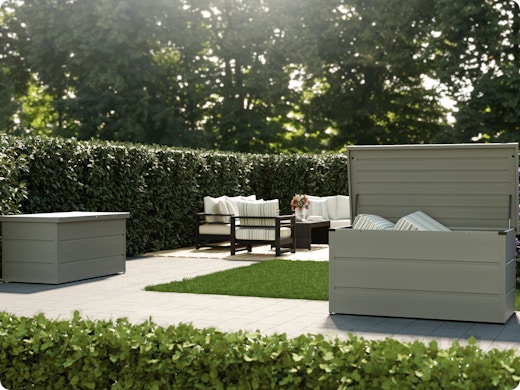 Les coffres de jardin Juno de Hörmann, la solution idéale pour votre balcon ou terrasse