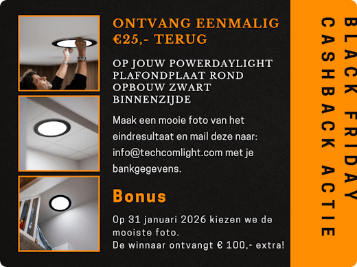Black Friday Cashback: ā¬25,- retour op zwarte opbouw plafondplaten!