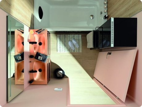 kleine badkamer bovenaanzicht