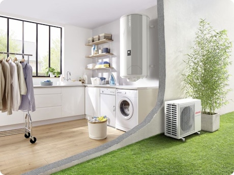 warmtepomp wasplaats buitenunit binnenunit