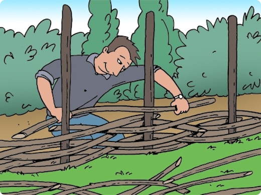 Gevlochten tuinafsluiting maken