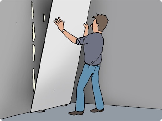 Gipskartonplaten op wand lijmen