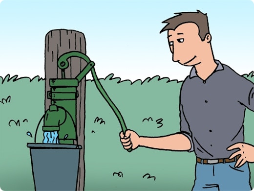 Regenwaterreservoir (met handpomp) installeren