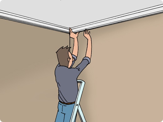 Plafondlijst bevestigen