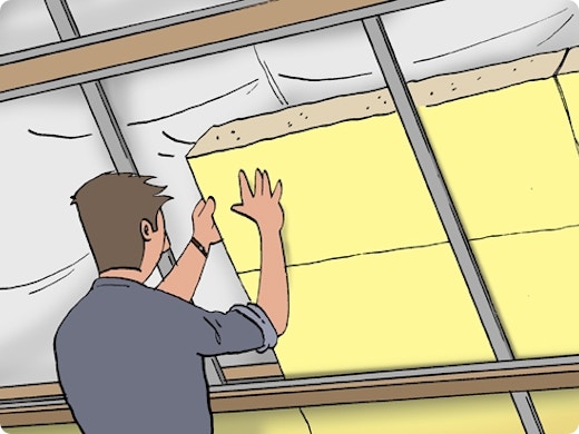 Isoler un toit avec des éléments de suspente réglables