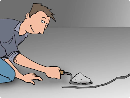 Scheur in betonvloer herstellen