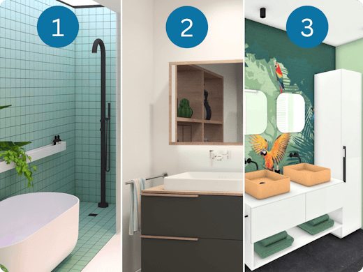 3 designs pour une salle de bains au goût du jour pour Thibaud et Sophie