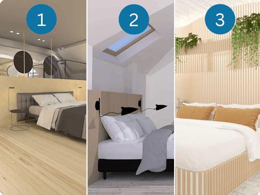 3 designs pour une suite parentale mansardée