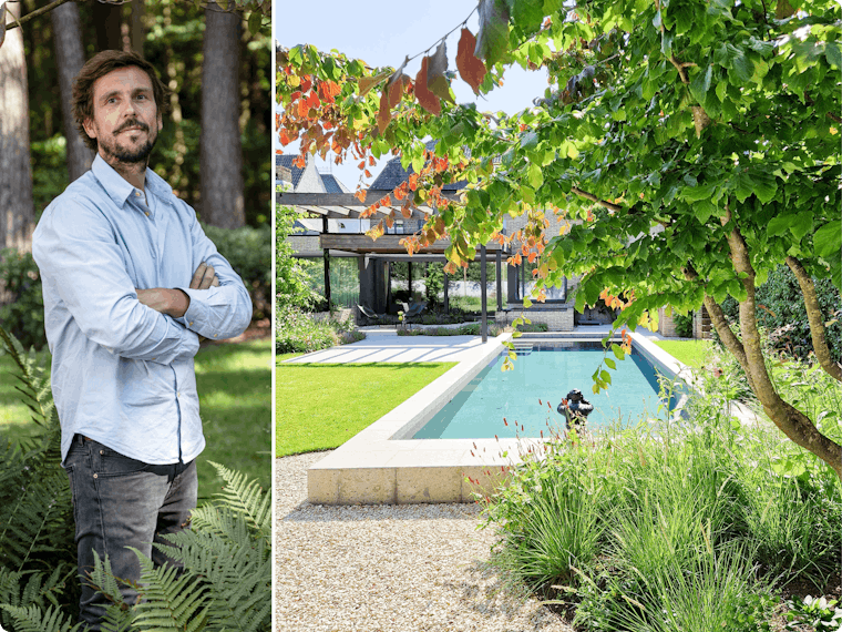 Moderne tuin voor modernistische woning uit de jaren 70