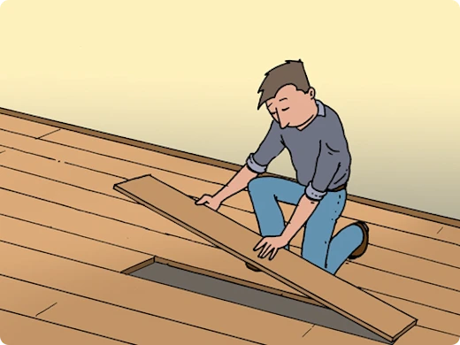 Beschadigde vloerplank vervangen